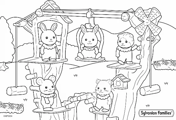 Sylvanian Families Baby Ropeway Park Colouring Sheet